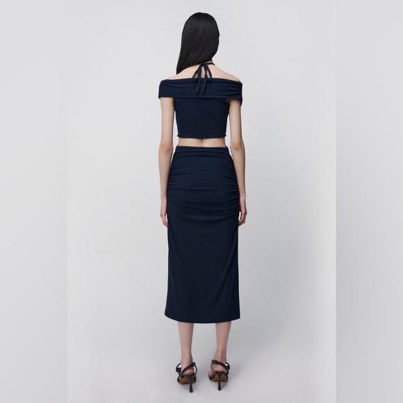 JONATHAN SIMKHAI STANDARD Akane Midi Dress in NAVY Sz M - Picture 6 of 8